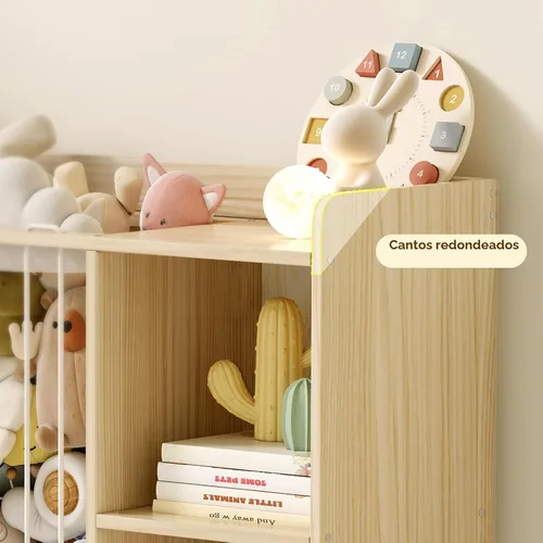 Miniatura 8 de Organizador de almacenamiento de juguetes con almacenamiento de animales de peluche, organizador de juguetes de madera de pino macizo y zoológico
