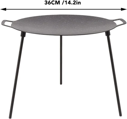 Miniatura 2 de Sartén coreana, sartén redonda antiadherente para barbacoa con asas dobles, conductividad térmica rápida, soporte estable, adecuada para estufa