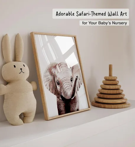 Miniatura 4 de KIU DESIGNS - Juego de 4 arte de pared para guardería de safari, estampado de animales de la selva para guardería, elefante león, jirafa, cebra, sin