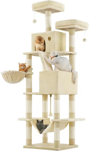 Miniatura 17 de Feandrea Árbol para gatos, torre grande para gatos de 81.1 pulgadas, condominio de felpa de varios niveles con 13 postes rascadores, 2 perchas, 2