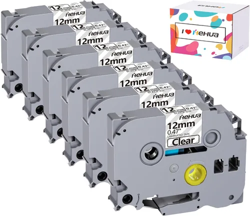 Miniatura 12 de Hehua Compatible con cinta laminada negra sobre transparente de 1/2" (0.47") para Brother P Touch Label Maker TZe-131 TZe131 TZ131 TZ-131 compatible