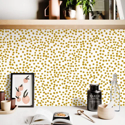 Miniatura 2 de Jeweluck Papel Tapiz de Despegar y Pegar con Lunares, Papel Tapiz de Pegar y Despegar 17.7" x 78.7" Papel de Contacto de Lunares Negros, Papel