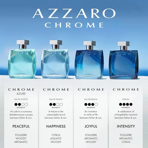 Miniatura 7 de Azzaro Eau de Toilette cromado, colonia acuática fresca para hombre, fragancia cítrica, amaderada y almizclada, notas frescas de bergamota, uso