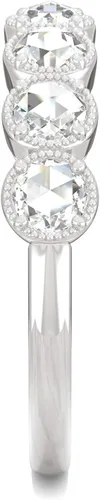 Miniatura 5 de Charles & Colvard Alianza de boda milgrain de corte rosa redonda de moissanita de oro blanco, 0.42cttw DEW