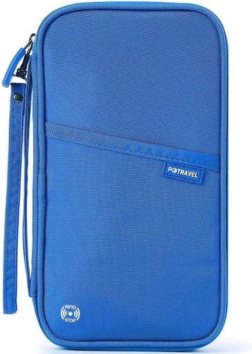 Miniatura 46 de VanFn Cartera RFID para pasaporte de viaje, soporte para pasaporte familiar, organizador de documentos de viaje serie P.Travel (nailon, gris)