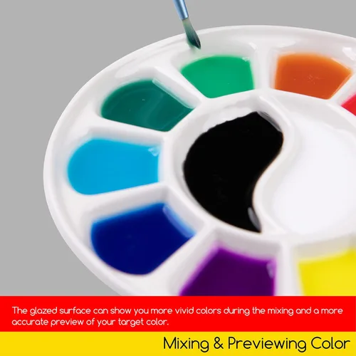 Miniatura 5 de MEEDEN Paleta de pintura de acuarela de porcelana redonda de 12 pozos para acuarela gouache pintura al óleo acrílica, 7 pulgadas