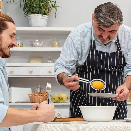 Miniatura 7 de Separador de huevos para huevos crudos, herramienta de separación blanca de yema de huevos de acero inoxidable, separador de yema de huevo