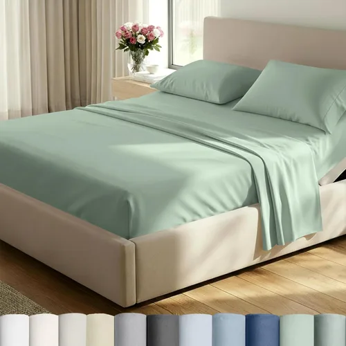 Miniatura 38 de California Design Den Sábanas de cama tamaño individual, sábanas suaves de 100% algodón con bolsillos profundos elásticos, 500 hilos satinados, 13
