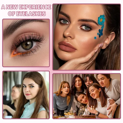 Miniatura 7 de Pestañas magnéticas dobles, pestañas magnéticas sin delineador de ojos 4D aspecto natural, reutilizables, fáciles de usar, pestañas postizas