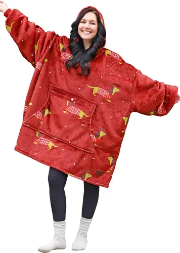 Miniatura 57 de Catalonia Sudadera extragrande tipo manta con capucha, sudadera de sherpa portátil para adultos, hombres y mujeres