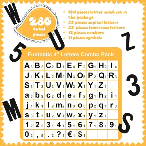 Miniatura 2 de Tenare Juego de 134 letras coloridas del alfabeto de 5 pulgadas, letras del alfabeto, números y recortes de puntuación para tablón de anuncios, Negro