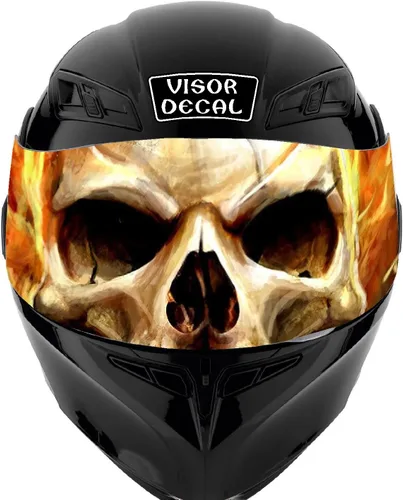 Miniatura 7 de Calcomanía de visera de calavera para casco compatible con: Icon Shoei Bell HJC Scorpion AGV V2 (V25 Skull)