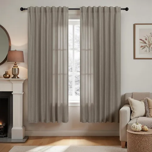 Miniatura 42 de KOUFALL Cortinas de lino azul marino de 84 pulgadas de largo, cortinas transparentes azul oscuro para sala de estar y dormitorio, medianoche