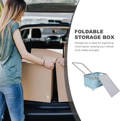 Miniatura 4 de Contenedores de almacenamiento plegables con tapas, cajas plegables de plástico apilables de 30 L, caja de almacenamiento de plástico apilable Rosa