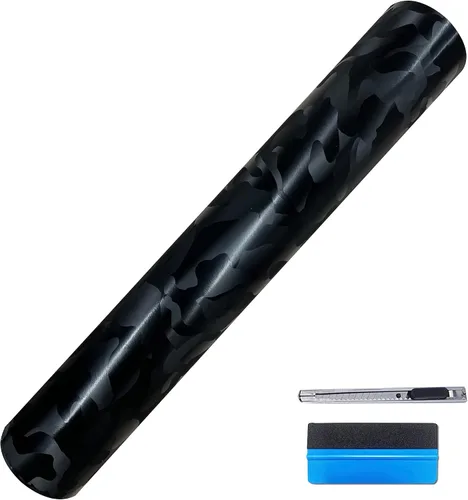 Miniatura 15 de LZLRUN Rollo de Vinilo Negro de Fibra de Carbono Mate Forjado con Liberación de Aire, Lámina Adhesiva, Película para Calcomanía DIY de Automóvil