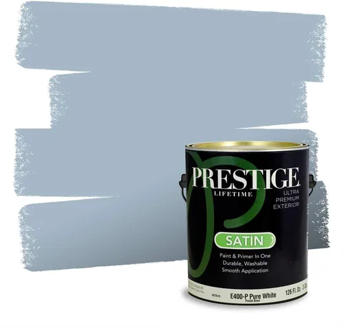 Miniatura 301 de Pintura Exterior + imprimación PRESTIGE, todo-en-uno, 1 galón, acabado mate, color comparable al Valspar* Royal Gray* VS151-Gris real