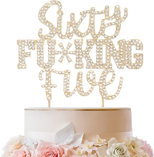Miniatura 27 de LINGTEER Veintiún divertidos adornos dorados para tartas con diamantes de imitación – Saludos a los 21 años de edad, decoración de centros de mesa
