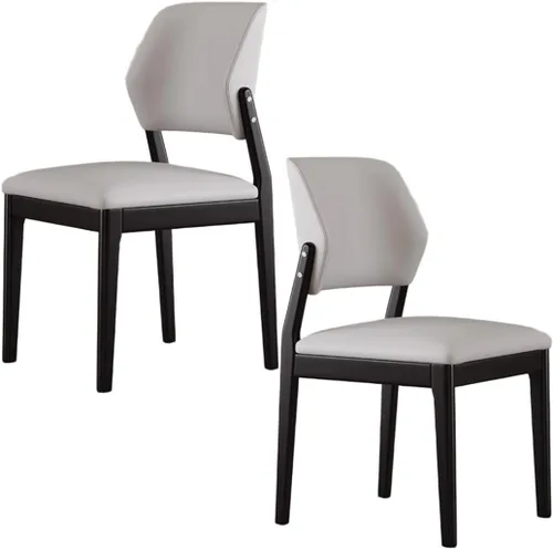 Miniatura 17 de YVYKFZD Wooden Dining Chairs Set, Leather Dining Room Chair, Upholstered Kitchen Chairs with Curved Backrest, Armless Living Room Chair, for Bedroom