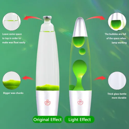 Miniatura 5 de Vanful Lámpara de magma verde con para adultos y niños, lámparas de movimiento líquido de 13 pulgadas, luz nocturna con base plateada y decoración