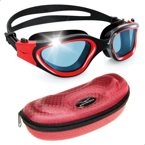 Miniatura 21 de AqtivAqua DX - Gafas de natación con visión amplia para adultos, hombres y mujeres, antiempañamiento y sin fugas Gafas negras + funda plateada