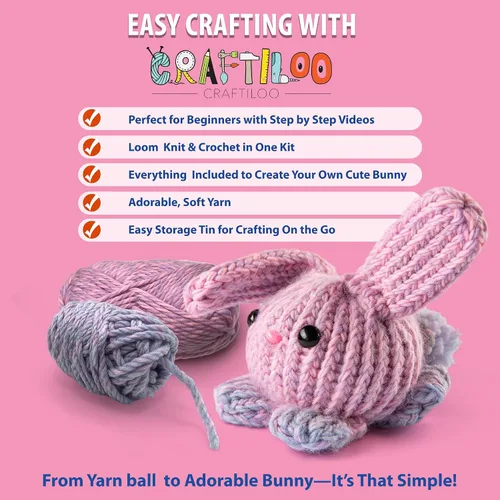 Miniatura 6 de CRAFTILOO Kit de Telar para Tejer y Ganchillo para Niños Kit de Ganchillo para Principiantes Kit de Tejer para Principiantes Telar de Tejer Kits