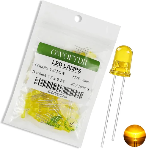 Miniatura 28 de 100 lámpara LED de diodo de luz blanca cálida de 5mm (Lente Transparente Redonda DC 3V 20mA) Bombilla de iluminación, componente electrónico, luz