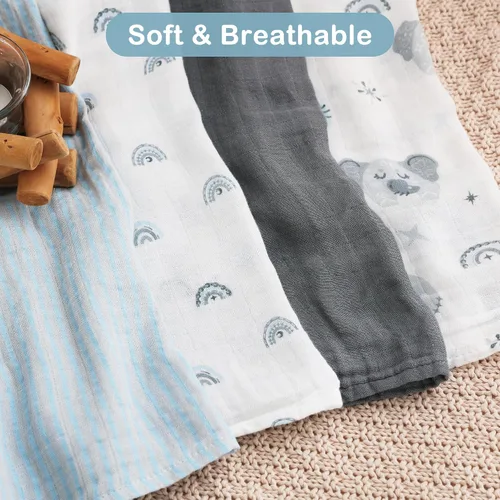 Miniatura 2 de Viviland Mantas de Muselina para Envolver, Envolturas para Niños y Niñas, Mantas de Recepción para Bebés Transpirables y Suaves con la Piel