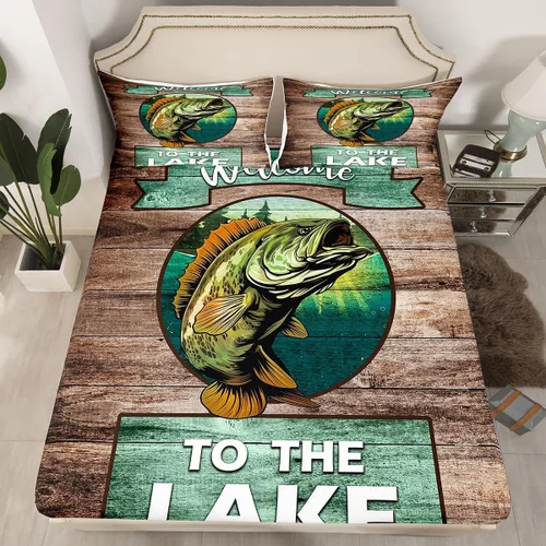 Miniatura 27 de Lake House - Sábana bajera ajustable tamaño individual, sábanas de anclaje náutico para niños, adolescentes, adultos, dormitorio, juego de ropa