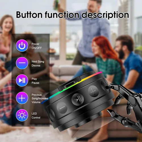 Miniatura 6 de Altavoz Bluetooth para Ducha, Altavoz Bluetooth Portátil Sonido Estéreo con Ventosa/Cordón, Micrófono Incorporado, Altavoces Inalámbricos IPX7 Negro