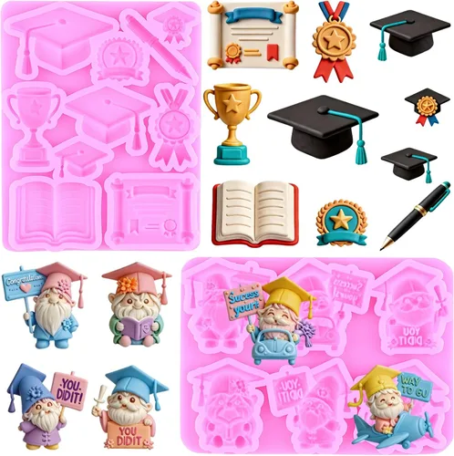 Miniatura 11 de Mujiang Moldes de silicona para el regreso a clases, bolsa escolar, libro de tijeras, paleta de dibujo, moldes para fondant, para decoración