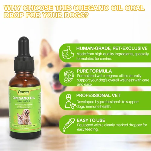 Miniatura 2 de Gotas de aceite de orégano para perros y cachorros, apoyo inmunológico natural para perros, aceite orgánico de gotas de orégano, apoyo para la salud