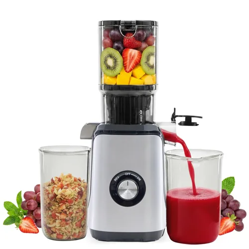 HealSmart Exprimidor de prensa en frío, máquinas exprimidoras de masticación lenta con canal de alimentación ancho, se adapta a frutas y verduras
