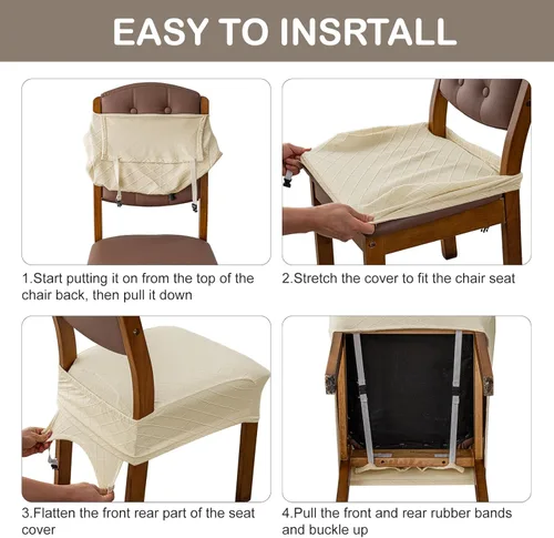 Miniatura 5 de Genina Fundas de asiento impermeables para sillas, fundas de asiento para sillas de comedor, fundas para sillas de cocina, fundas para sillas