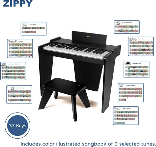 Miniatura 3 de Teclado de piano para niños ZIPPY, piano digital de 37 teclas para niños, juguete de instrumento musical educativo, piano de madera para niñas