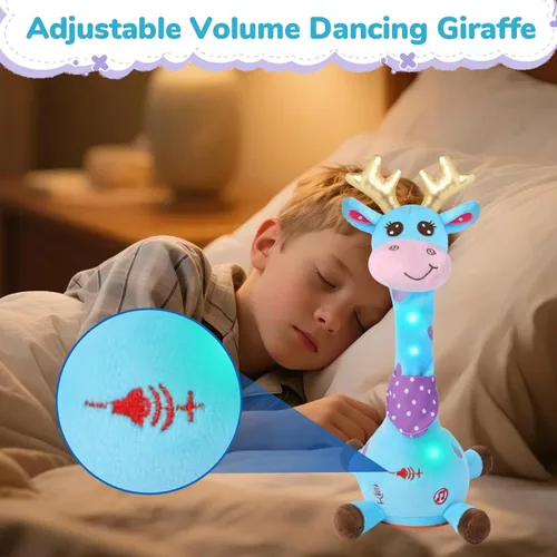Miniatura 6 de Juguete de jirafa que habla bailando, jirafa para el tiempo boca abajo para bebé pequeño, regalos de juguetes para bebés, juguetes interactivos