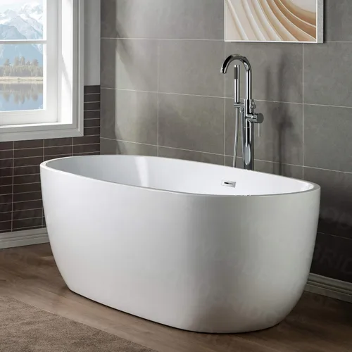 Miniatura 4 de WOODBRIDGE Grifo de llenado de bañera independiente contemporáneo de una sola manija con ducha de mano en acabado cromado, F0002CHRD
