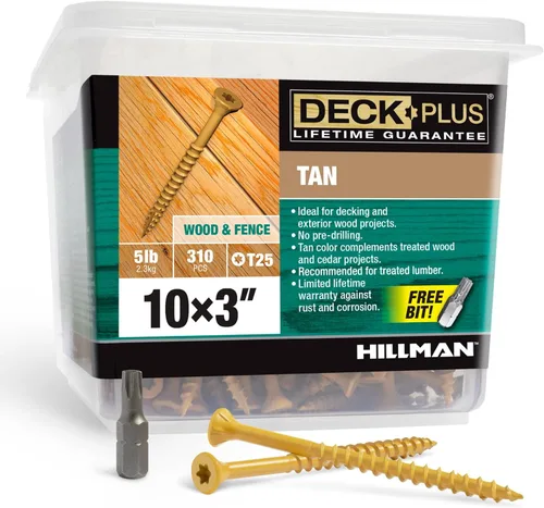 Miniatura 77 de Deck Plus Tornillos para valla y madera exterior con revestimiento epoxi de 3 pulgadas #10 x 3 Torx/Star Drive Incluido, rosca gruesa, tornillo