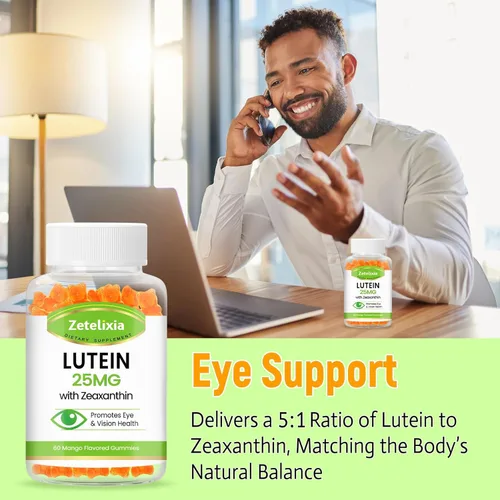 Miniatura 2 de Gomitas de luteína de 25 mg – Vitaminas para los ojos Luteína y Zeaxantina Suplementos para la salud ocular para adultos, suplemento de gomitas