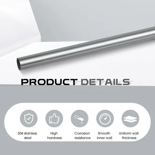 Miniatura 4 de Hicarer Tubería de Acero Inoxidable 304 de 1-1/2" DE, Grosor de Pared 0.06", Longitud 2 Pies, Tubo Redondo de Metal, Tubería de Acero Inoxidable