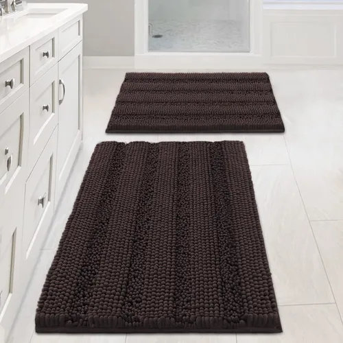 Miniatura 111 de H.VERSAILTEX - Alfombras de baño, juego de 2 piezas, alfombra de contorno para baño, juego de alfombras para inodoro, alfombra antideslizante