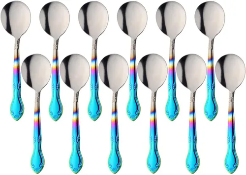 Miniatura 17 de Juego de 12 cucharas de café, mini cucharas de café, cucharas de espresso de acero inoxidable, cucharas pequeñas para postre, té, aperitivo, 4.6