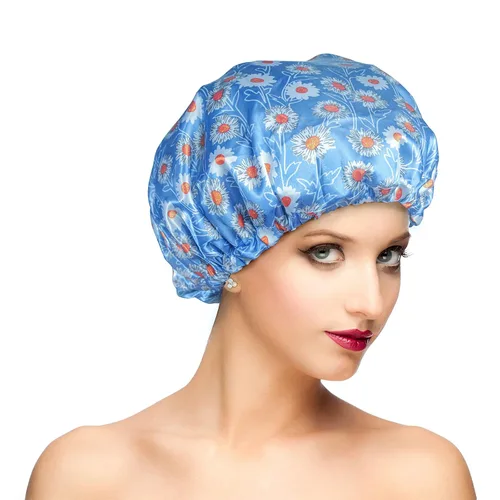 Miniatura 25 de Gorros de ducha para mujer, extra grande, ajustable, impermeable, reutilizable, gorro de ducha para mujeres y niñas, cabello largo y grueso, gorros