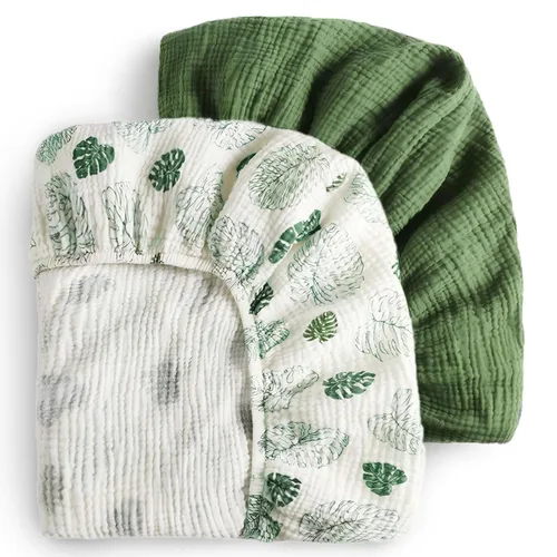 Sábanas ajustadas de muselina Blissful Diary para niña o niño, sábana de algodón suave y neutra estilo boho para colchón de cuna estándar de