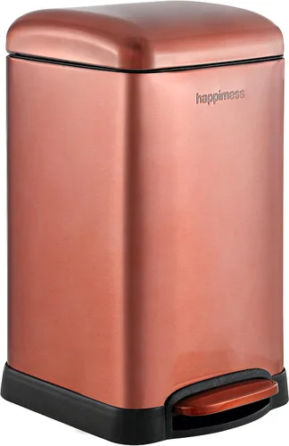 happimess HPM1012D Betty - Bote de basura retro de 3.2 galones con tapa de cierre suave, moderno, minimalista, a prueba de huellas dactilares para