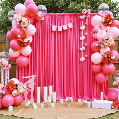 Miniatura 37 de Cortinas de telón de fondo blanco de 30 pies x 8 pies para fiestas de boda, 6 paneles de 5 pies x 8 pies, cortinas de fotografía de poliéster sin
