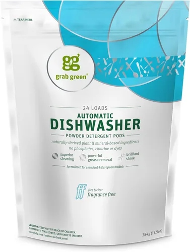 Miniatura 13 de Grab Green Cápsulas de detergente automático para lavavajillas, 132 unidades, aroma a hierba de limón mandarina, a base de plantas y minerales