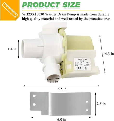 Miniatura 5 de Bomba de drenaje para lavadora WH23X10030 WH23X10013 de Techecook - Compatible con lavadora Hotpoint GE WH23X10013 WH23X0081 WH23X0091 WH23X0092