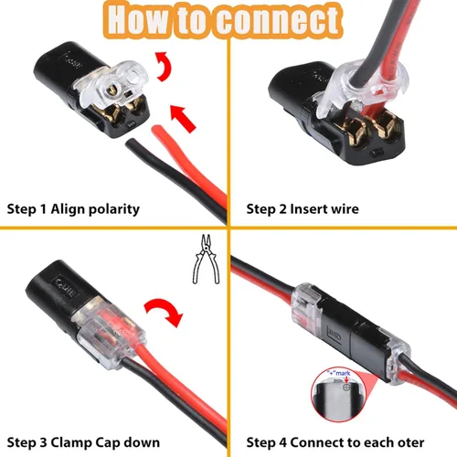 Miniatura 4 de Conector a presión de doble cable con hebilla de bloqueo, Conector enchufable de dos hilos estanco con hebilla de cierre (20PCS)