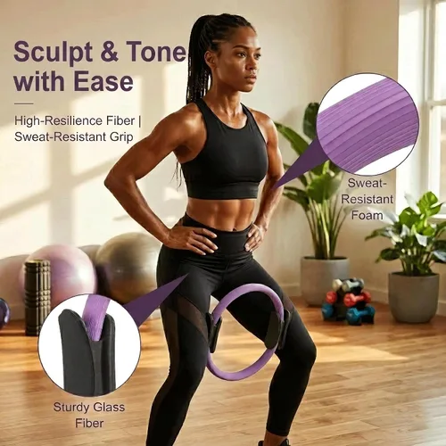 Miniatura 2 de Kit de equipo de pilates para el hogar: incluye un anillo de pilates de 14 pulgadas, una bola de pilates de 9.8 pulgadas, 5 bandas de resistencia