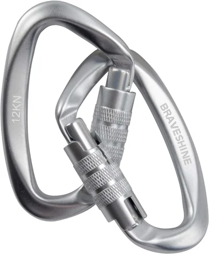 Miniatura 12 de Clips de mosquetón resistentes 12KN Aluminio D Ring Double Lock Caribeaner Hooks